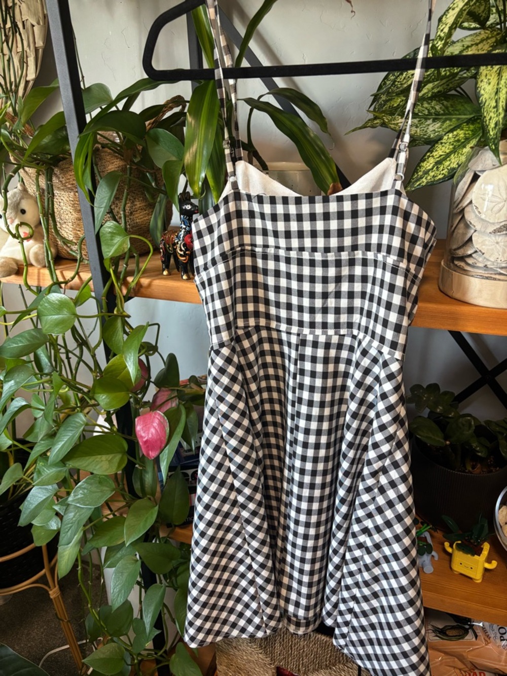 Natural Life Black & White Gingham Lace-Up Sundress | Medium - Picture 4 of 5